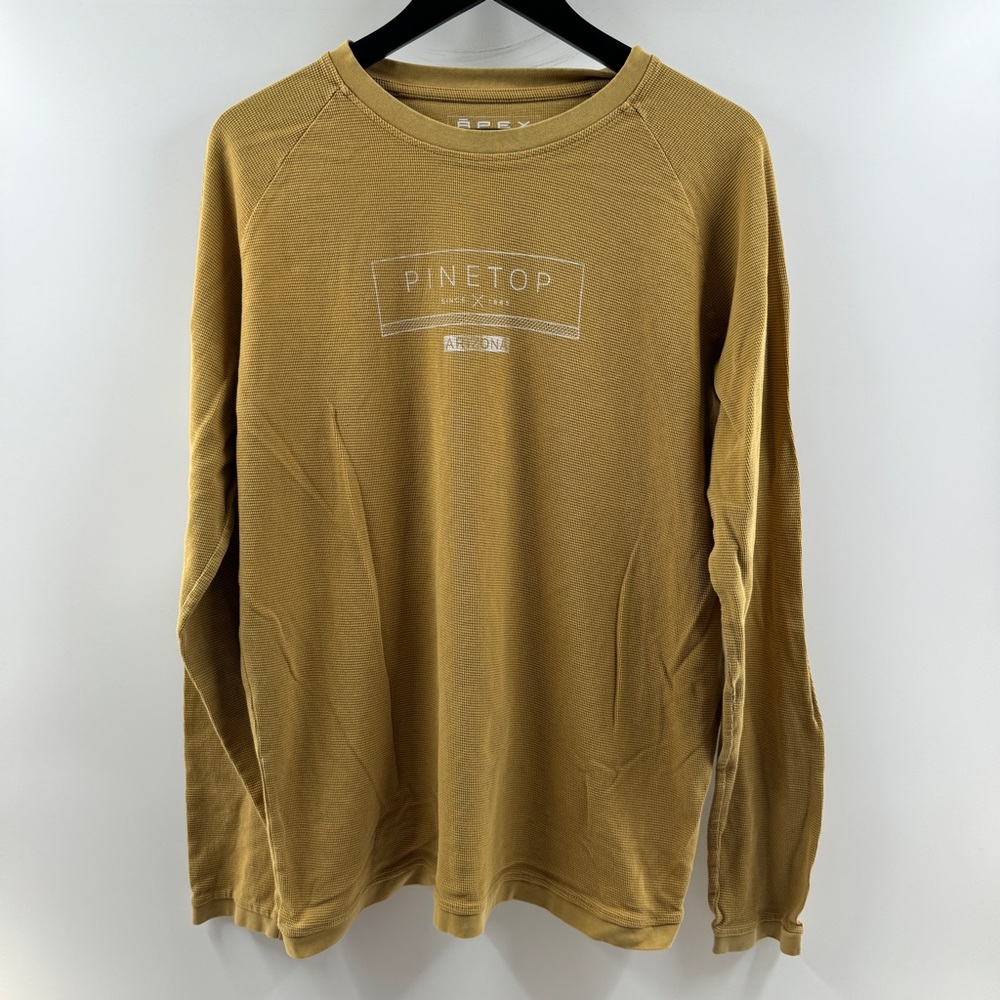 Apex Pinetop Arizona Mustard Yellow Waffle Knit Long Sleeve Top Size XL